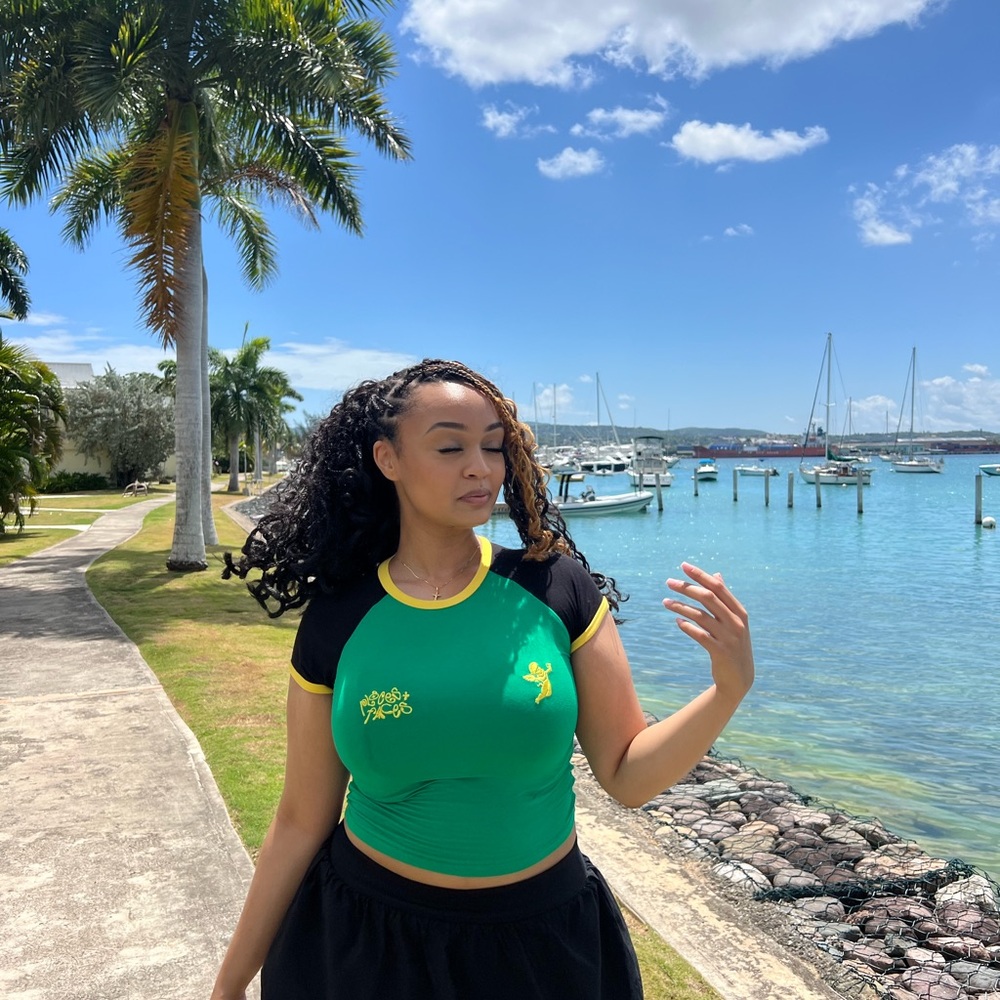 Green & yellow P+F baby tee